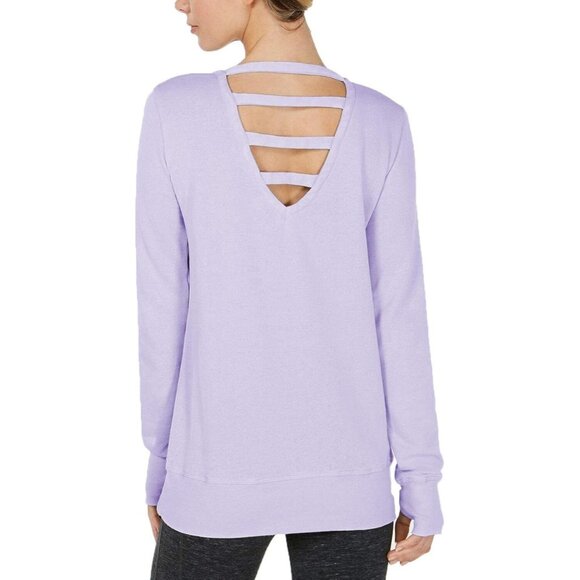 Ideology Women Beautiful Athleisure Activewear Top Cutout Back Purple Size Small - Picture 2 of 4